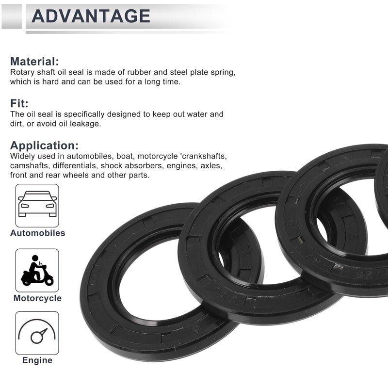 RATCHROLL Oil Seal TC Seal Ring Rotary Shaft Seal 28x47x5mm High Pressure Nitrile Rubber Black 5 Pcs - Image 4